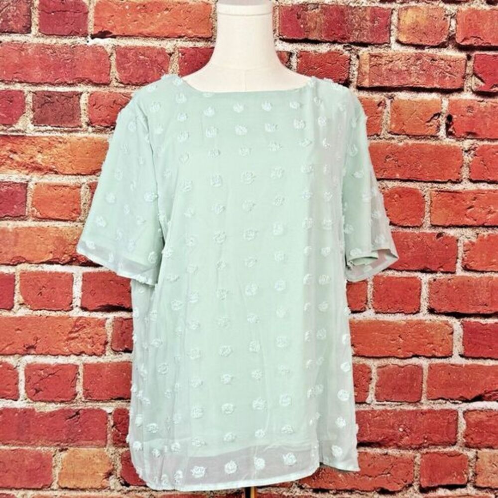 BTFBM Women's Size Large Mint Floral Embroidered Short Sleeve Blouse New NWT‎